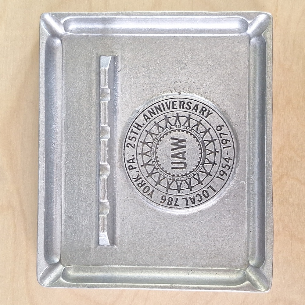 🚬 70s Ashtray Local 786 Union UAW 25th Anniversary. United Auto Workers